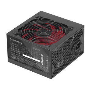 MARS GAMING  MPIII650, Fuente Alimentación PC ATX 650W, 5 Años de Garantía, 85% Eficiencia, Sistema Digital APFC, Ventilador FDB 120mm AI-RPM, Tecnolo MPIII650