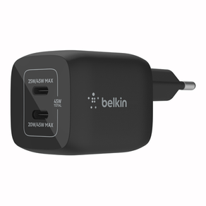 CARGADOR USB-C BELKIN 45W WCH011VFBK 2xUSB-C GAN BOOST CHARGE PRO NEGRO WCH011VFBK