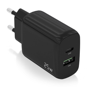 CARGADOR AISENS 25W 1XUSB-C PD3.0 1XUSB-A QC3.0 NEGRO A110-0759