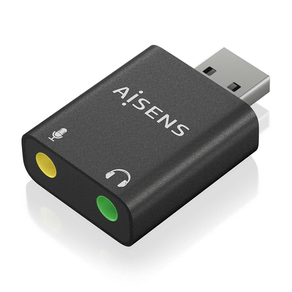 CONVERSOR AISENS USB-A A AUDIO 48KHZ USB-A/M-2XJACK 3.5/H NEGRO A106-0768