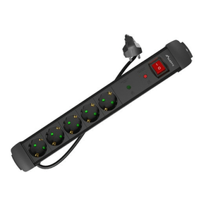 REGLETA LANBERG SP1 5 TOMAS SCHUKO PROTECCION HASTA 2500W NEGRA 3M SP1-05F-0300-BK