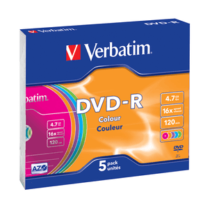 DVD-R 4.7 16X SLIM 5 COLOR VERBATIM 43557
