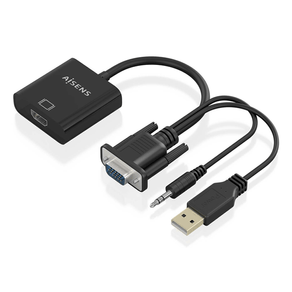 AISENS Cable conversor SVGA Audio a HDMI  SVGA M Jack 3 5 M USB A M HDMI A H  Negro  20cm A115-0872