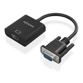 AISENS Cable conversor SVGA Audio a HDMI  SVGA M Jack 3 5 H USB MicroB H HDMI A H  Negro  20cm A115-0873