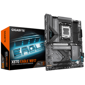 GIGABYTE AMD  Placa Base X870 EAGLE WIFI7 - Compatible con CPUs AMD Ryzen 9000, VRM de 14+2+2 fases, hasta 8000MHz DDR5 (OC), 4xPCIe 5.0 + 3xM.2, Wi-F 9MX87EG7-00-10