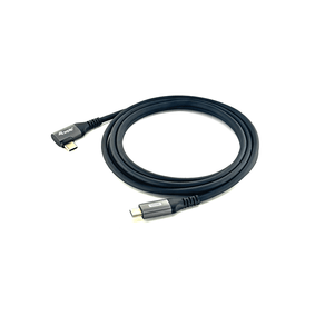 Equip Cable USB-C 2.0 Macho Macho Acodado 90? 100W Con Chip E-Mark Color Negro 3.0m Malla algodon trenzado Carcasa Conector Aluminio 128893