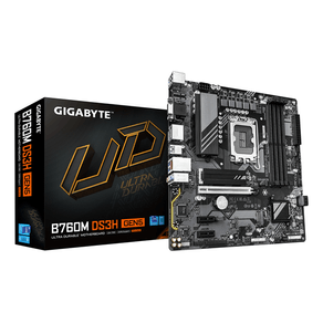 Placa Intel  GIGABYTE B760M DS3H GEN5 Placa Base – Compatible con CPUs Intel Core 14ª generación, VRM digital de 6+2+1 fases, hasta 5600 MHz DDR5, 2 x 9MB76MS55-00-G10